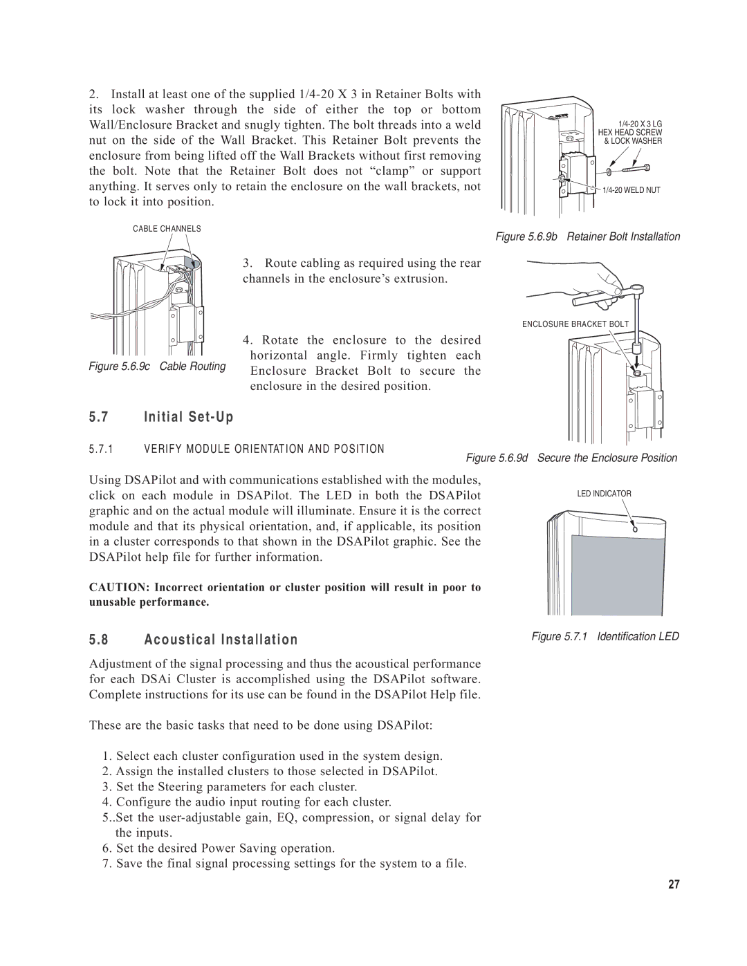 EAW DSA230i, DSA250i owner manual Initial Set-Up, Acoustical Installation 