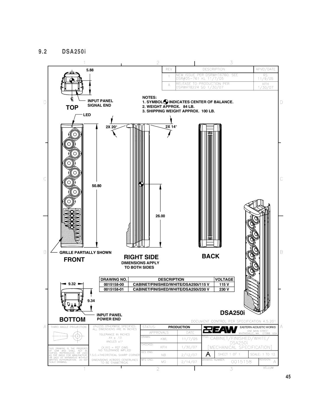 EAW DSA230i, DSA250i owner manual Right Side 