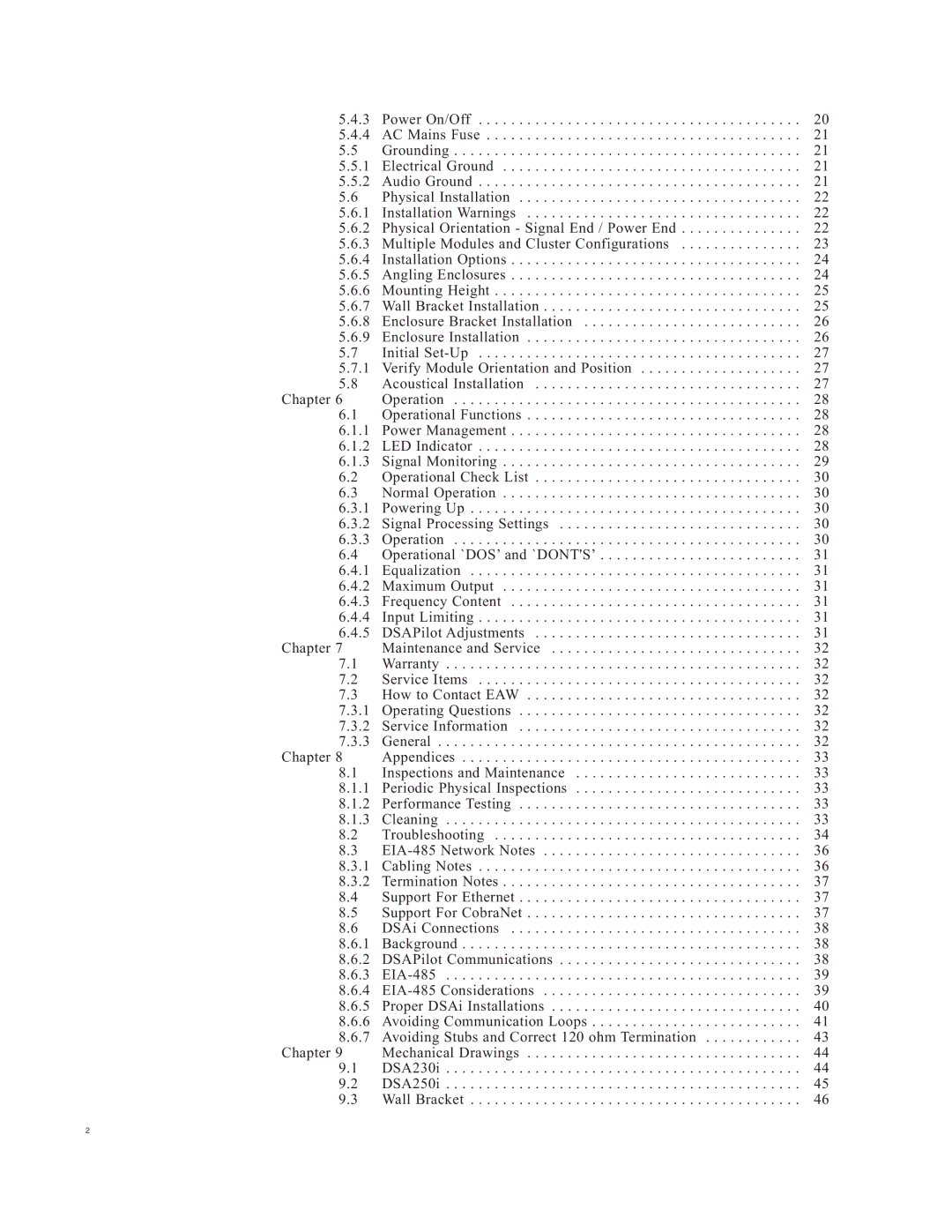 EAW DSA250i, DSA230i owner manual 