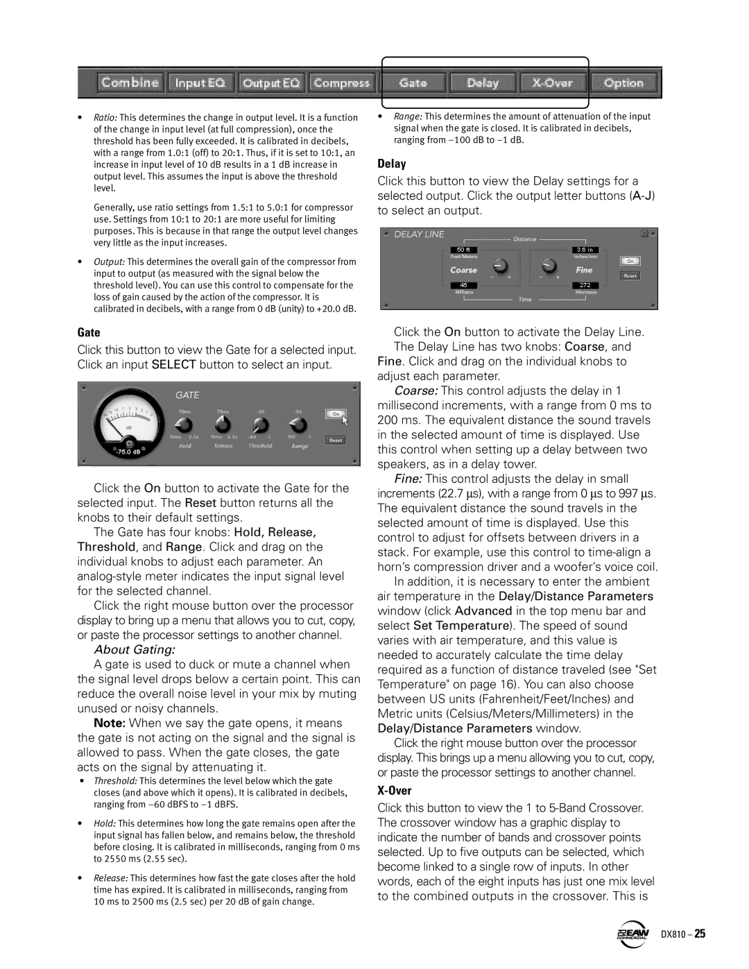 EAW DX810 instruction manual About Gating, Over 