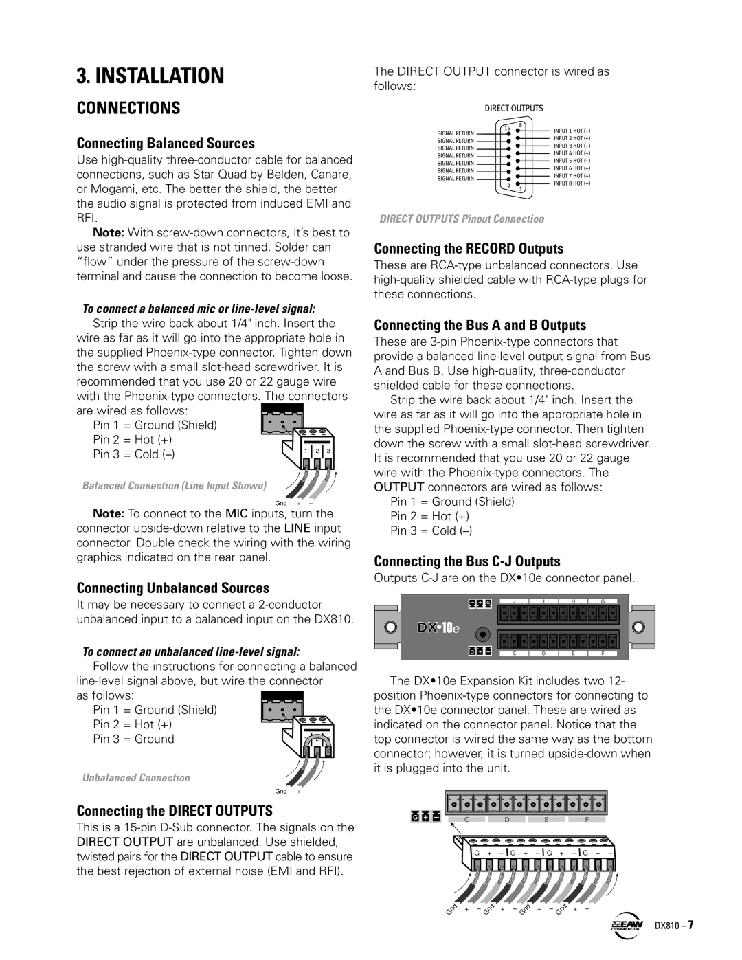 EAW DX810 instruction manual Connections 