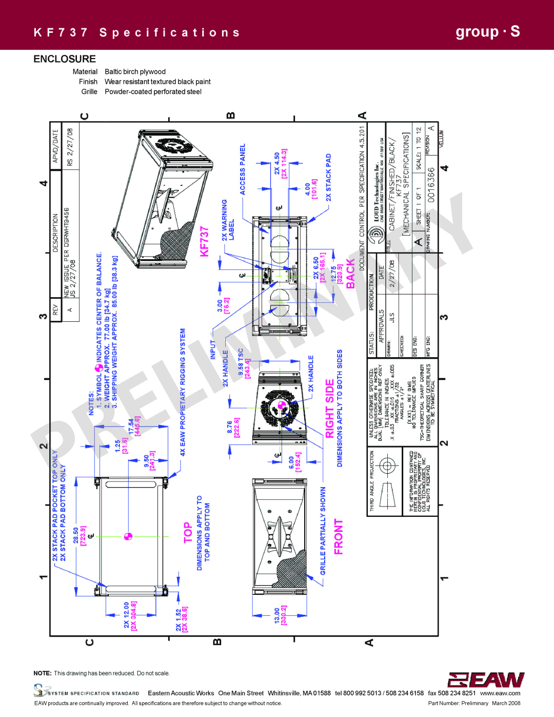 EAW KF737 specifications Enclosure 