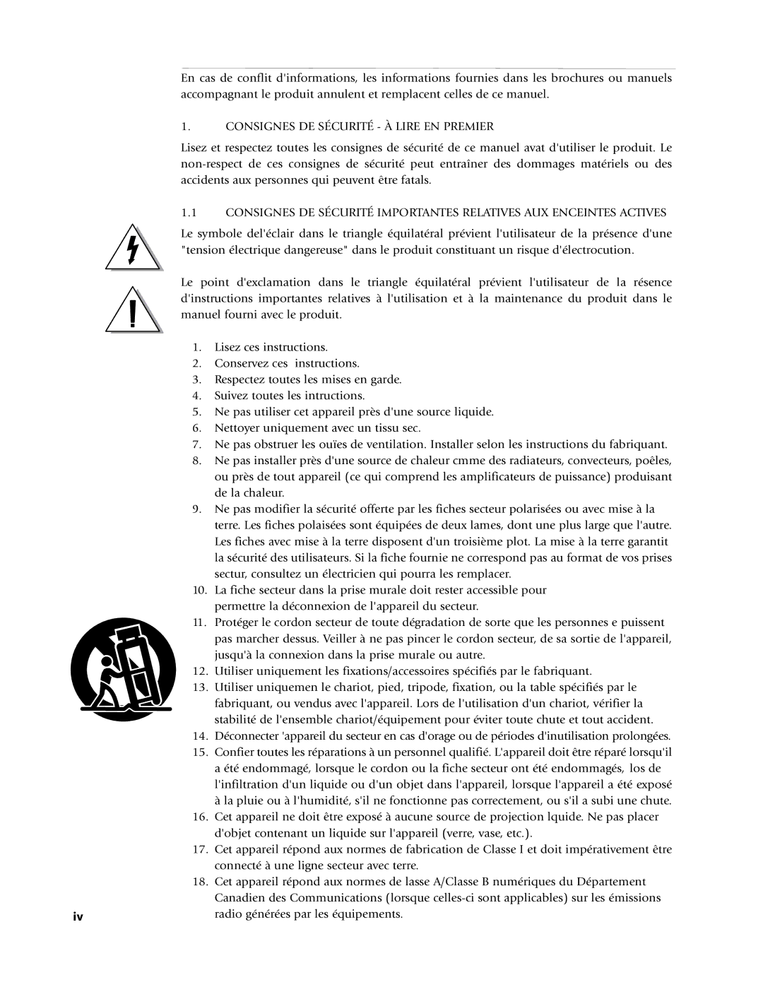 EAW Loudspeaker's owner manual Consignes DE Sécurité À Lire EN Premier 