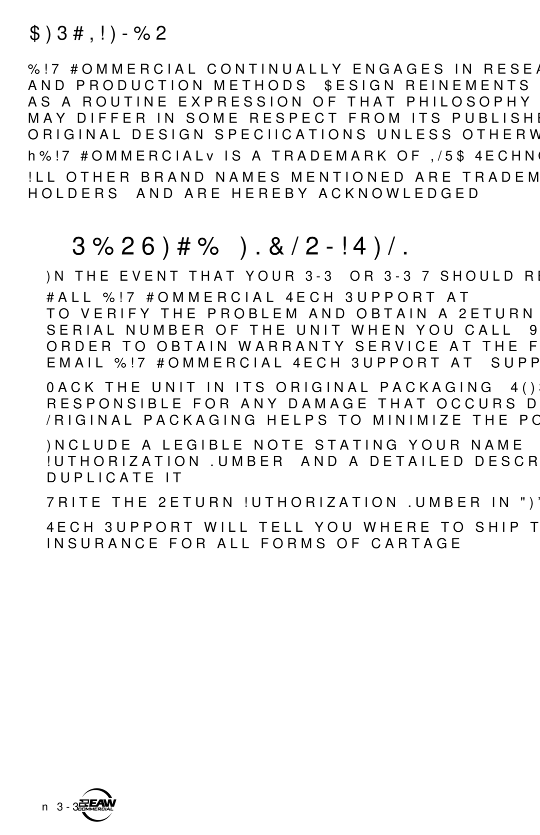 EAW SMS4 instruction manual Service Information, Disclaimer 