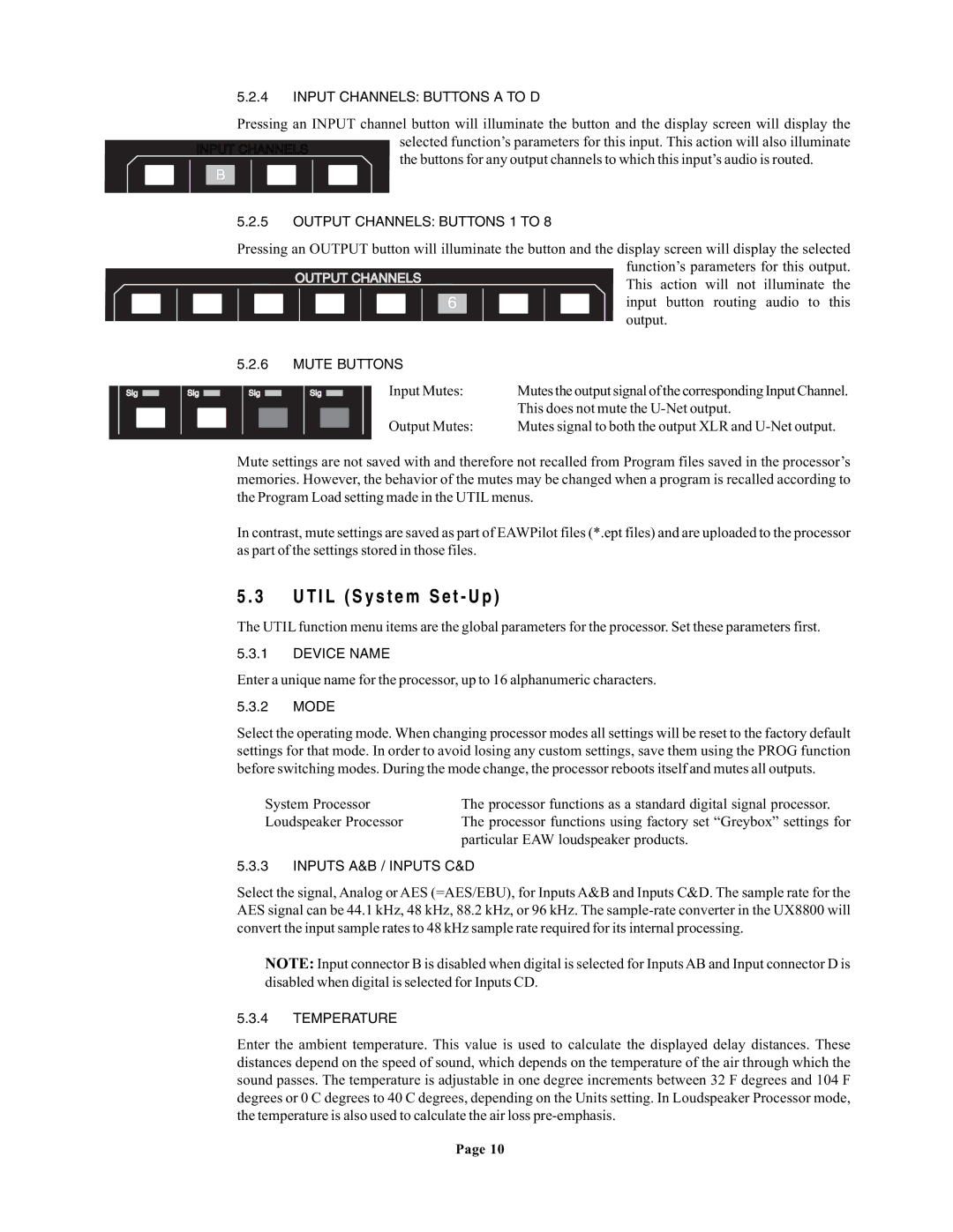 EAW UX8800 owner manual Util System Set Up 