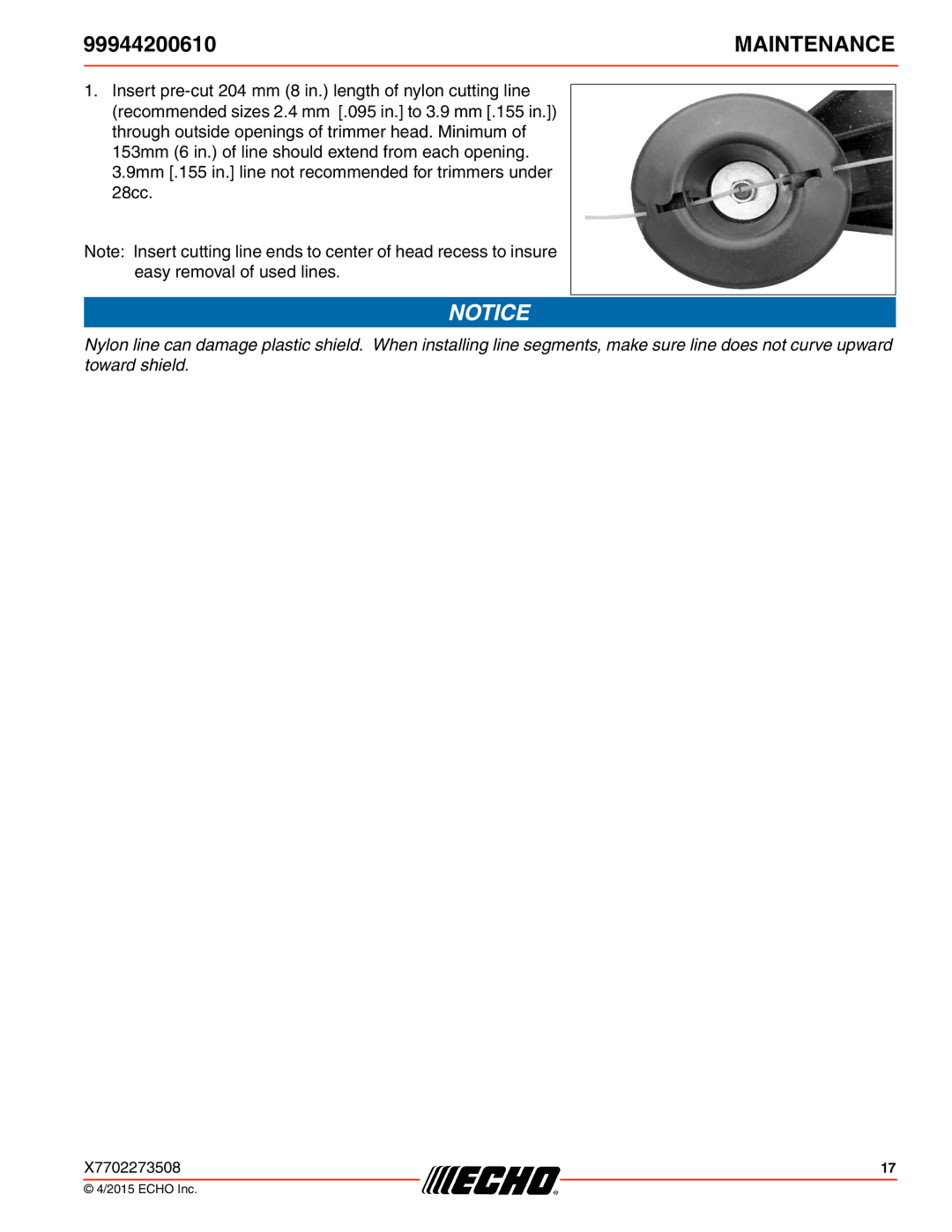 Echo 231, SRM-2100SB, 260SB, PAS-2100, 225VPB, 211SB, 210SB, 230, 265, 2601, 2400SB, 225SB, 261SB, 280 Maintenance 