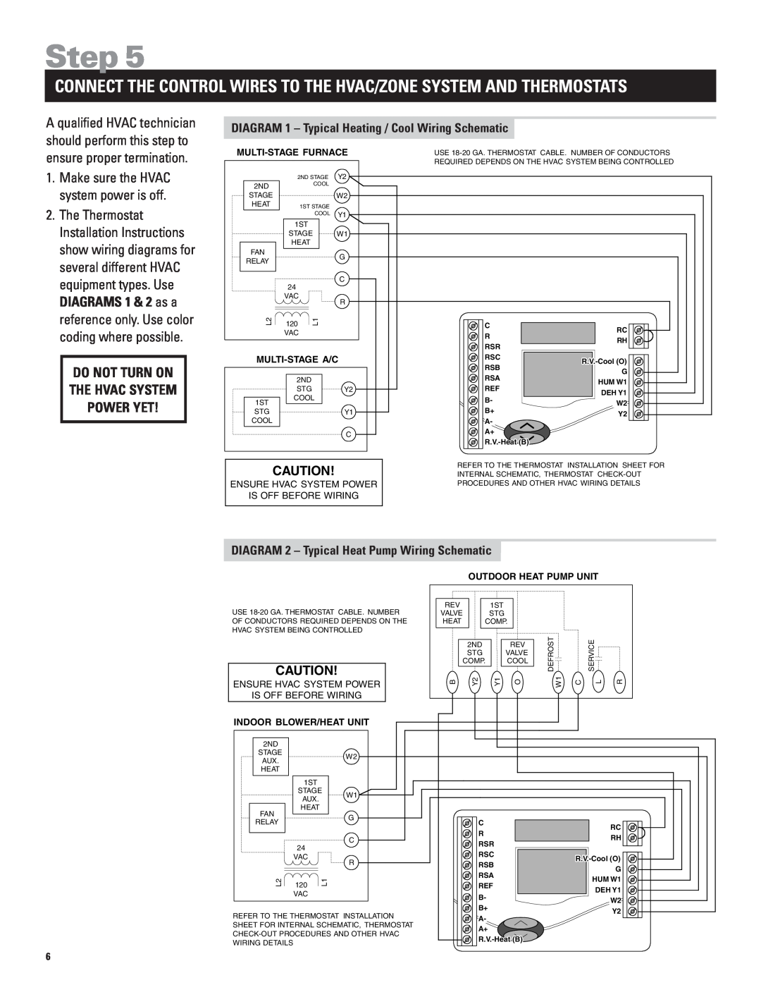 Echo 8870 installation manual Connect The Control Wires To The Hvac/Zone System And Thermostats, Step 