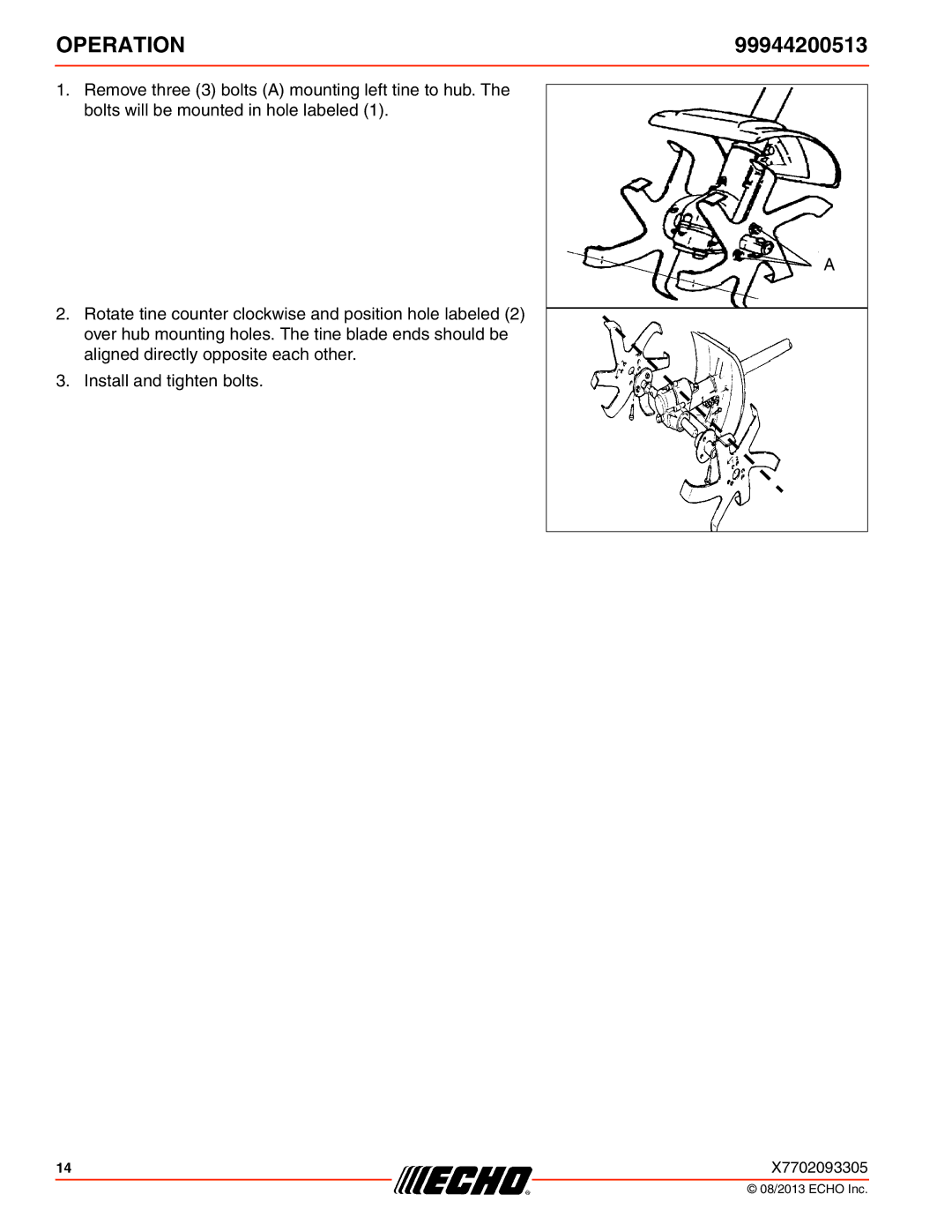 Echo 99944200513 specifications Operation 