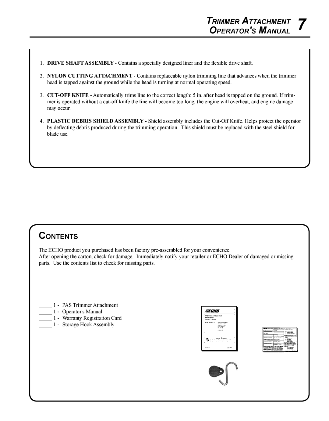 Echo 99944200540 manual Contents 