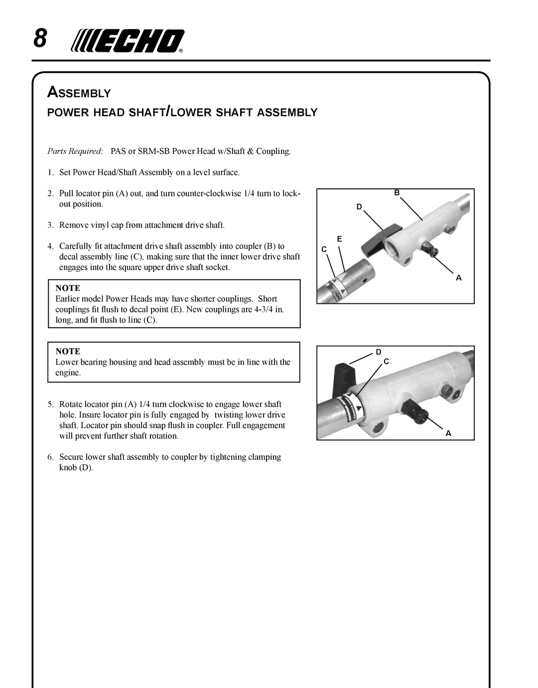 Echo 99944200540 manual Assembly Power head shaft/lower shaft assembly 