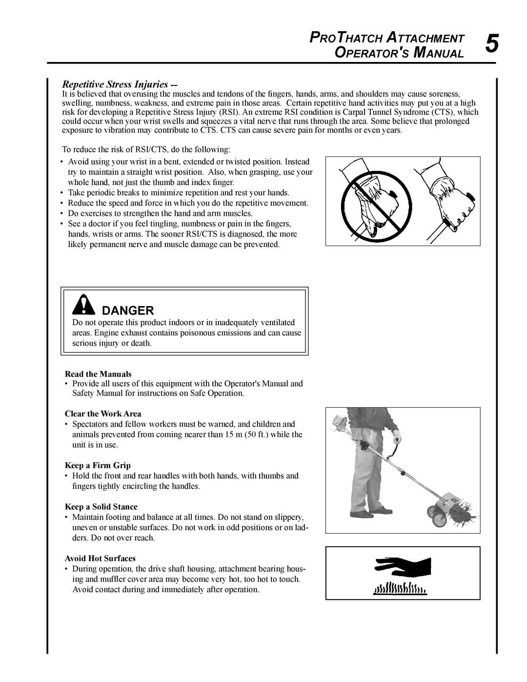 Echo 99944200563 manual Repetitive Stress Injuries 