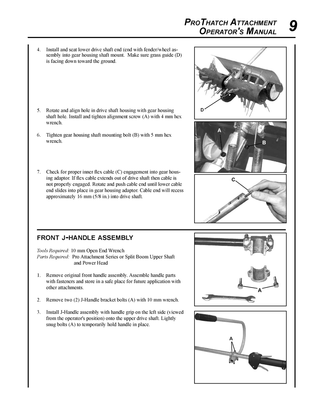 Echo 99944200563 manual ProThatch Attachment Operators Manual, Front j-handle assembly 