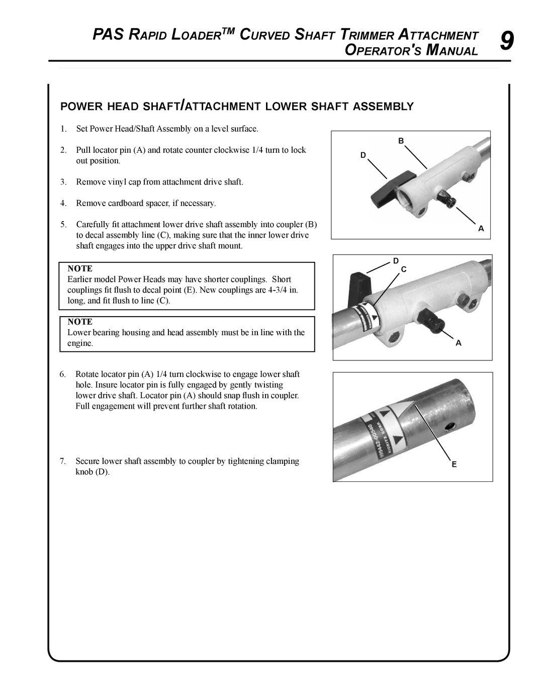 Echo 99944200615 manual Power head shaft/attachment lower shaft assembly 