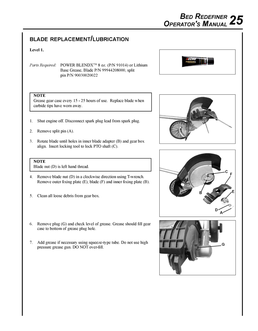 Echo BRD-280 manual Blade replacement/lubrication 