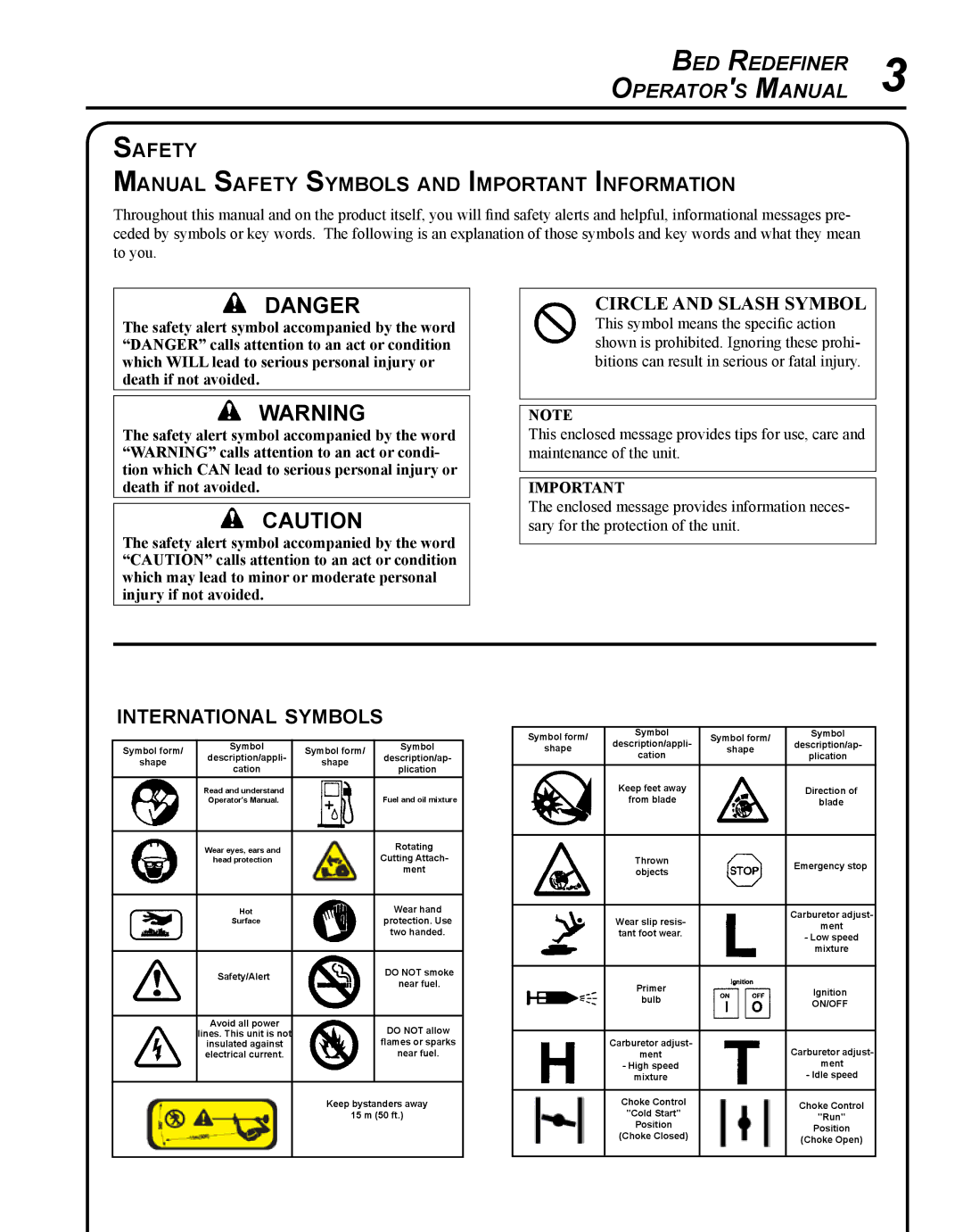 Echo BRD-280 manual Safety Manual Safety Symbols and Important Information, International symbols 