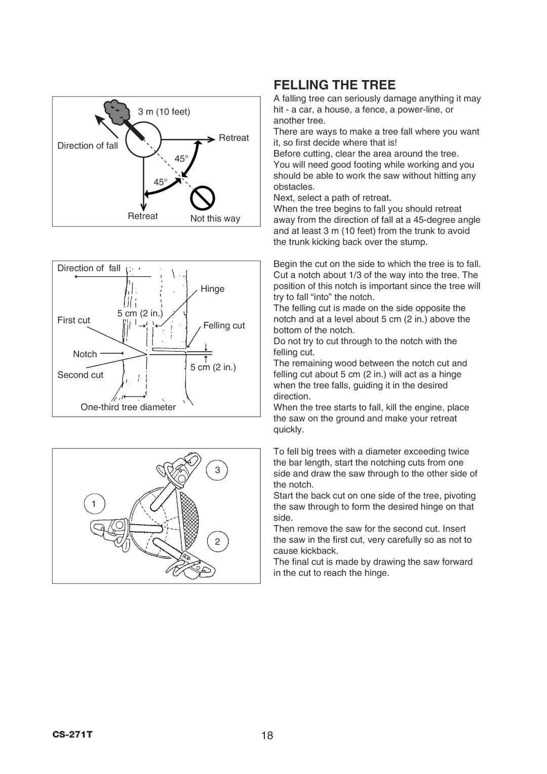 Echo CS-271T instruction manual Felling the Tree 