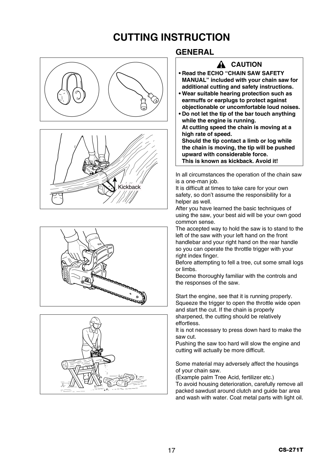 Echo CS-271T instruction manual Cutting Instruction, General 
