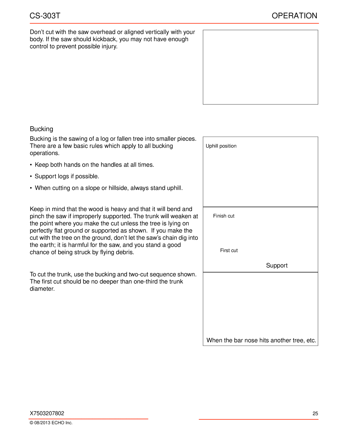 Echo CS-303T instruction manual Bucking 