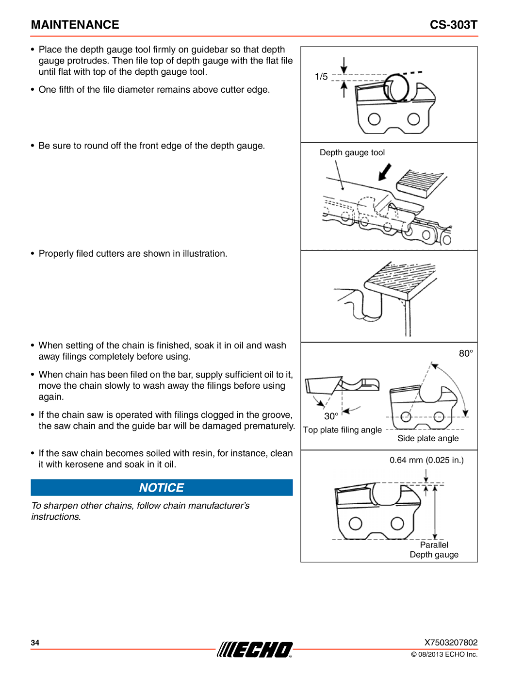 Echo CS-303T instruction manual Maintenance 