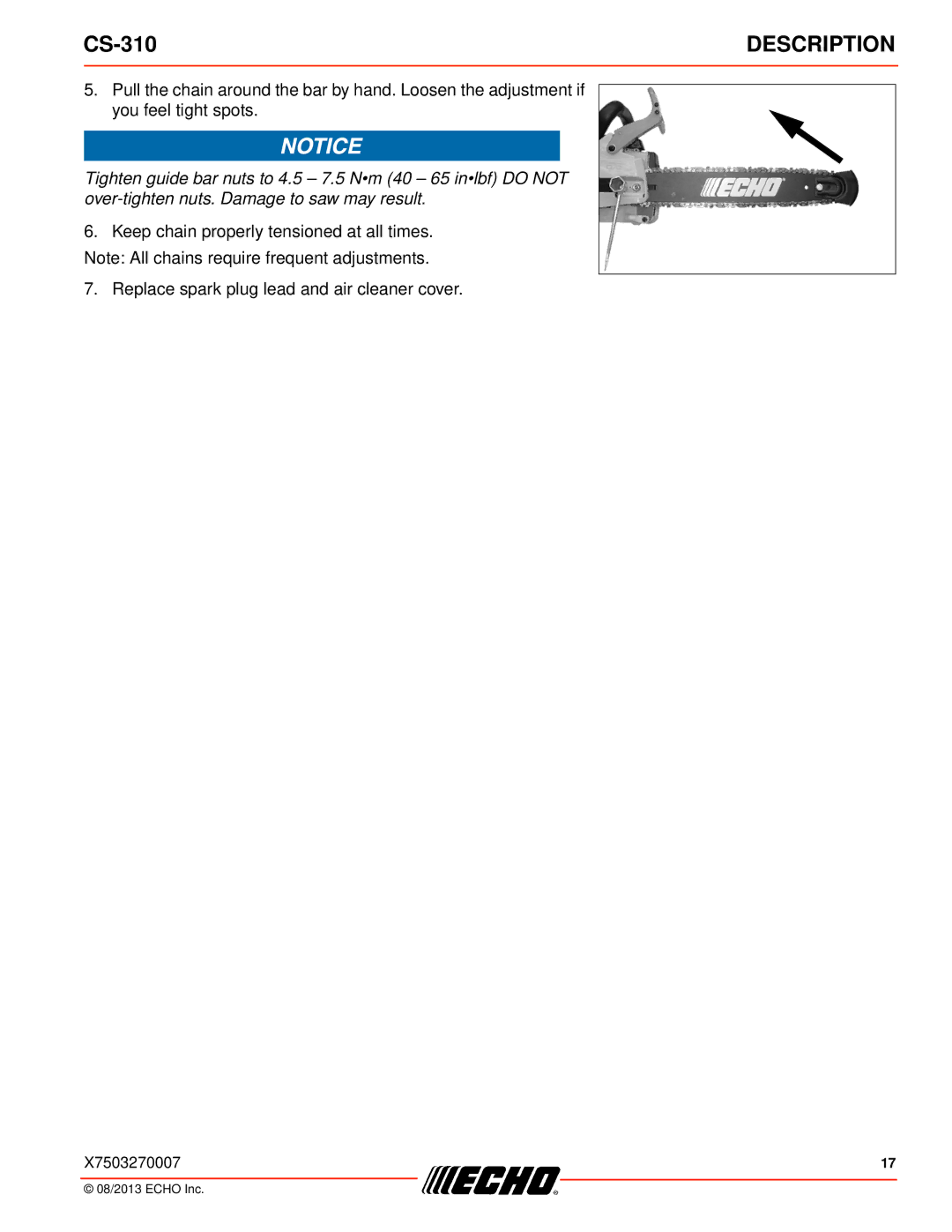 Echo CS-310 instruction manual 