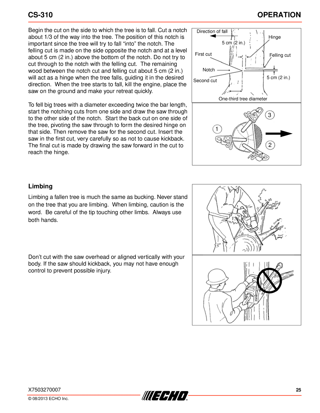 Echo CS-310 instruction manual Limbing 