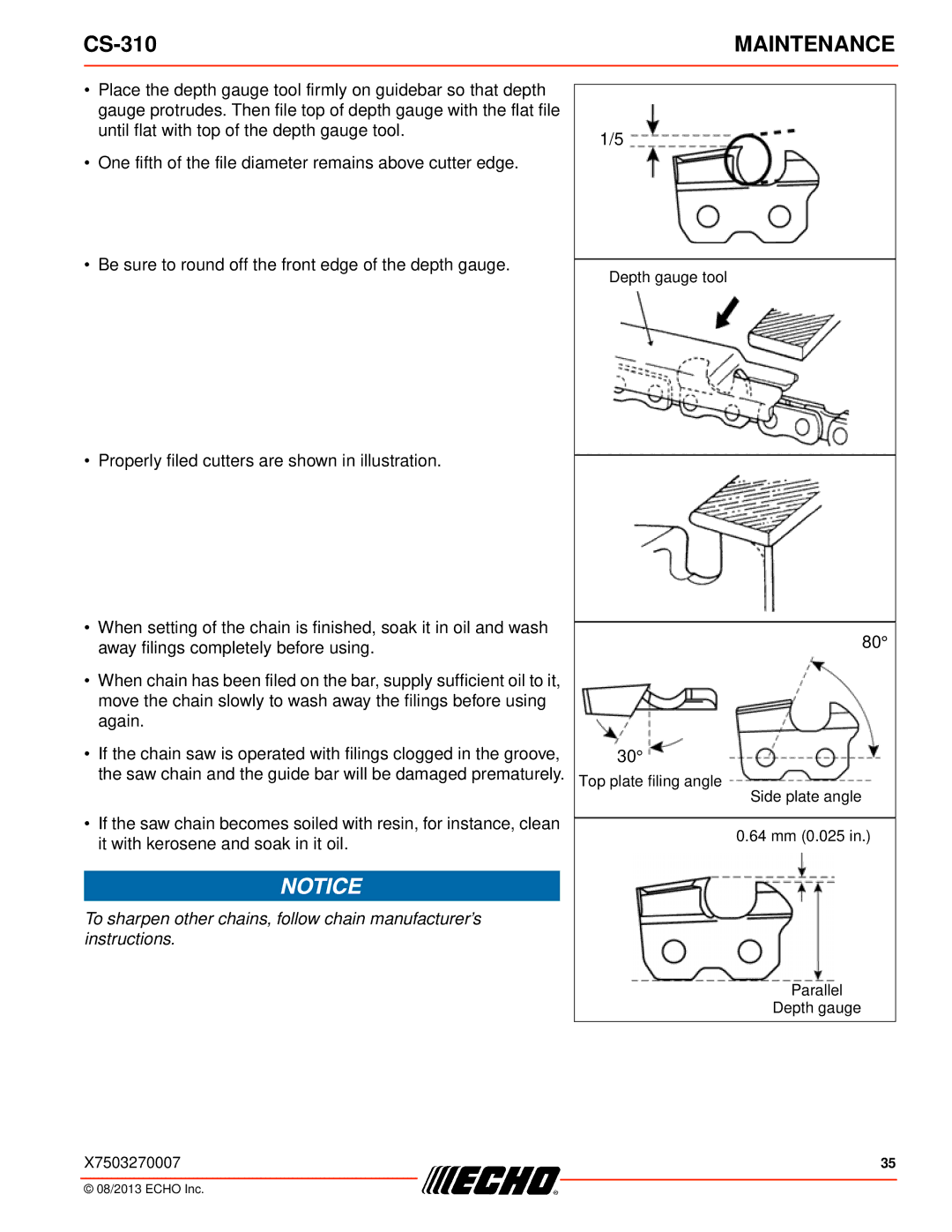 Echo CS-310 instruction manual Maintenance 