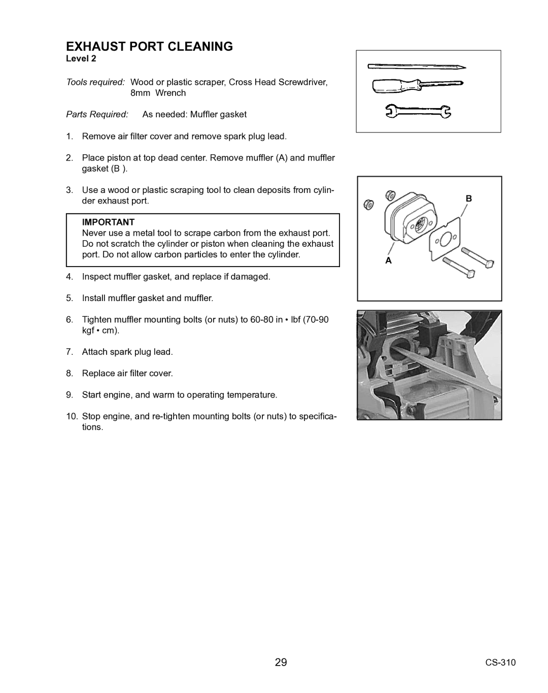 Echo CS-310 instruction manual Exhaust Port Cleaning 