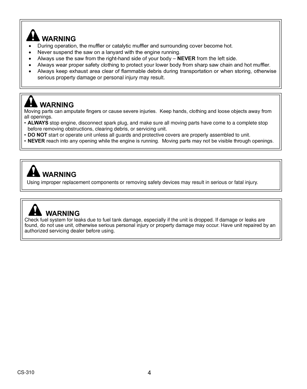 Echo CS-310 instruction manual 