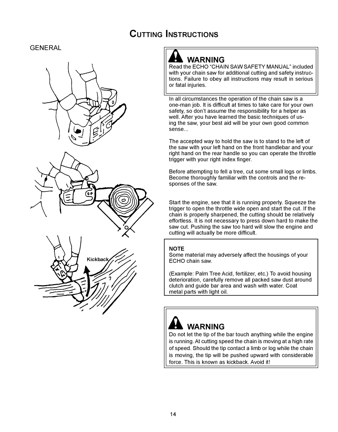 Echo CS-330T, CS-360T instruction manual Cutting Instructions, General 