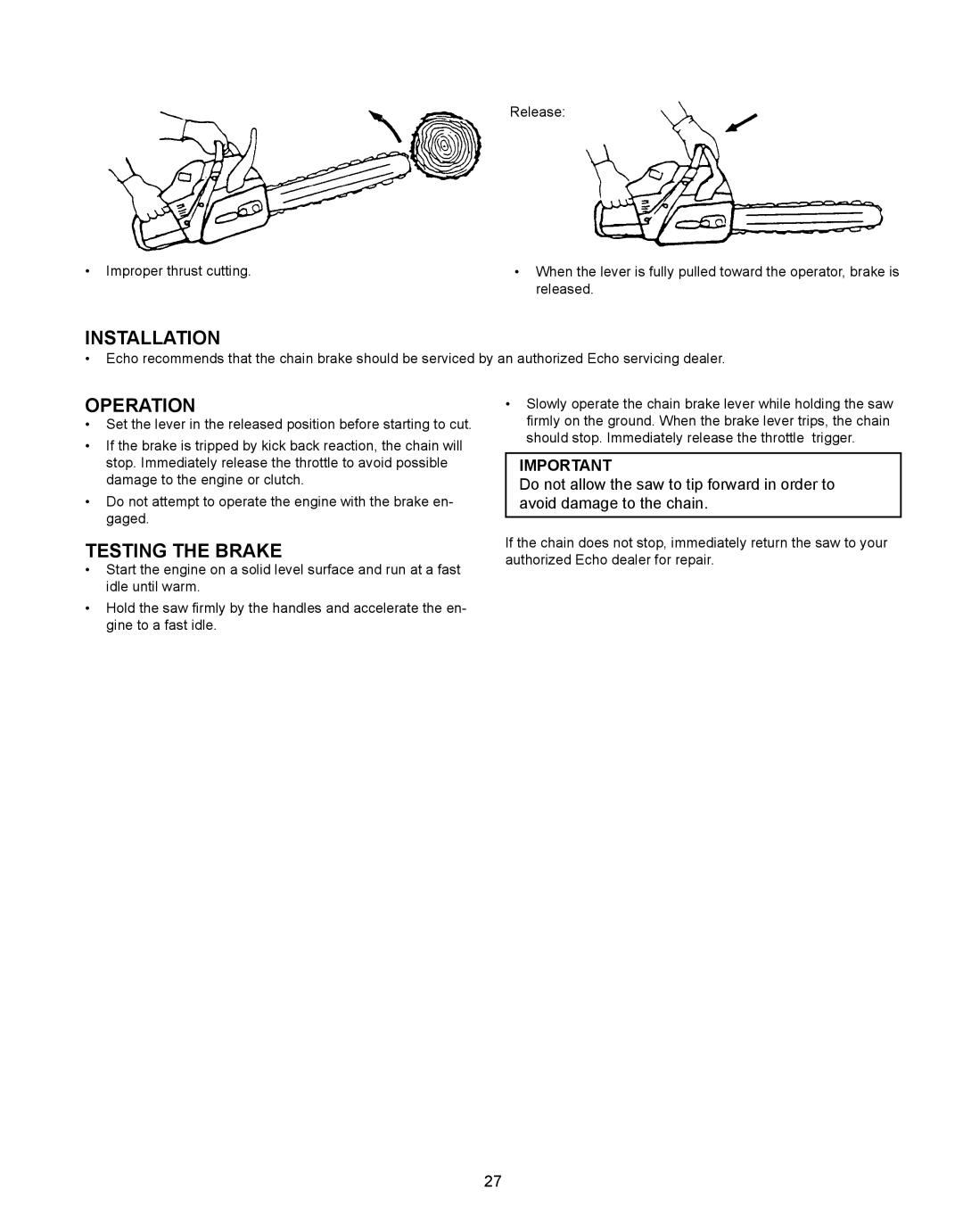 Echo CS-360T, CS-330T instruction manual Installation 