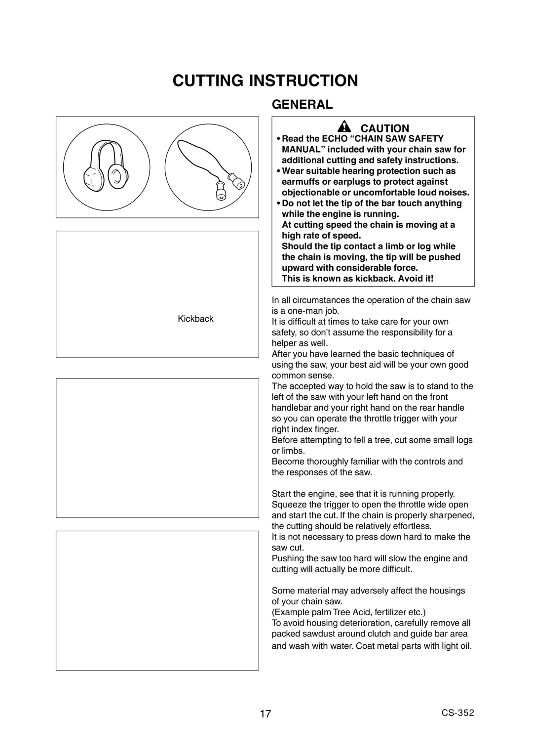 Echo CS-352 instruction manual Cutting Instruction, General 