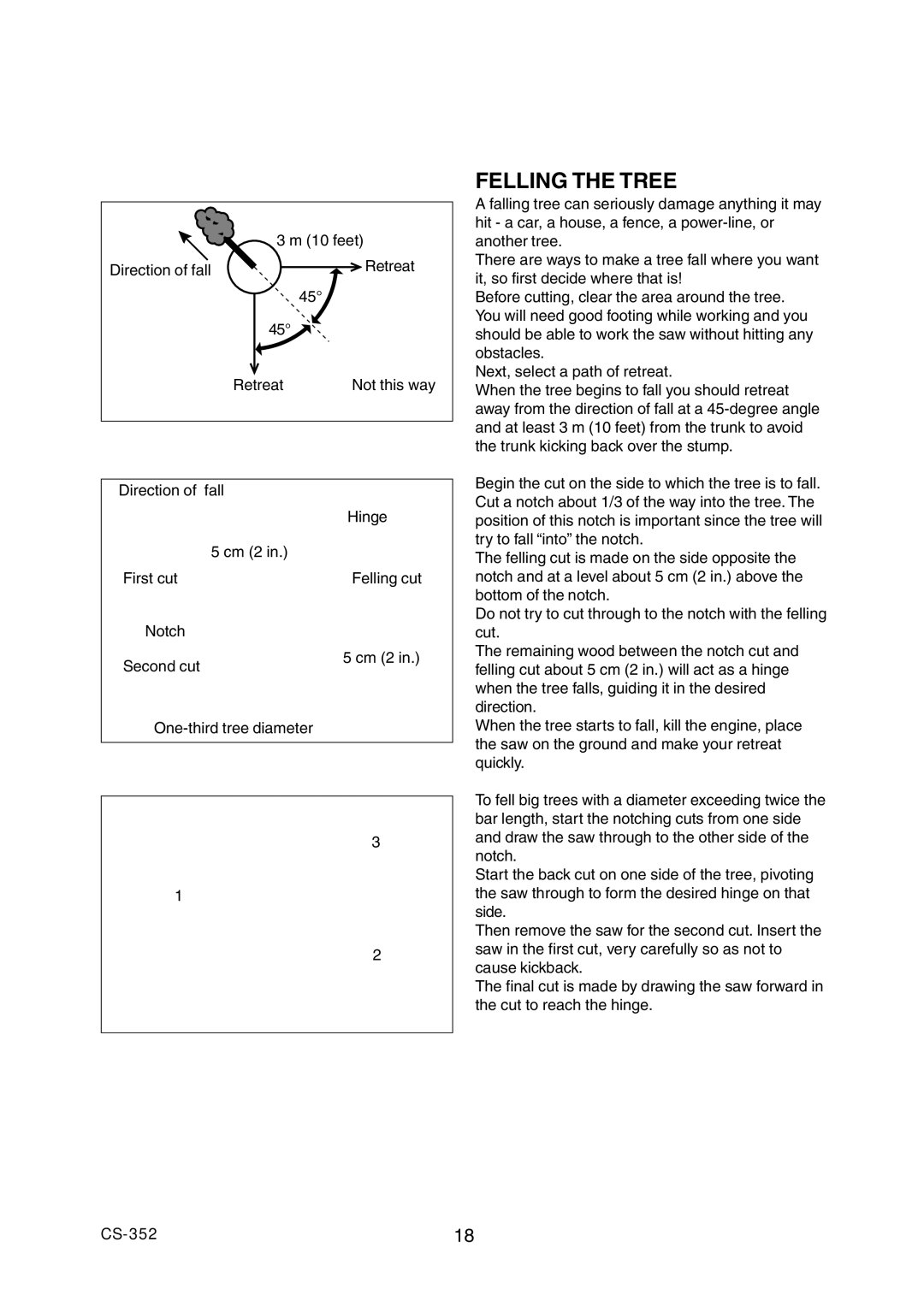 Echo CS-352 instruction manual Felling the Tree 