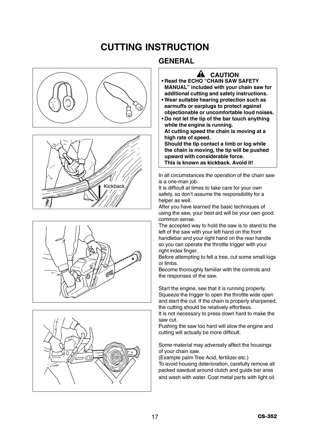 Echo CS-352 instruction manual Cutting Instruction, General 