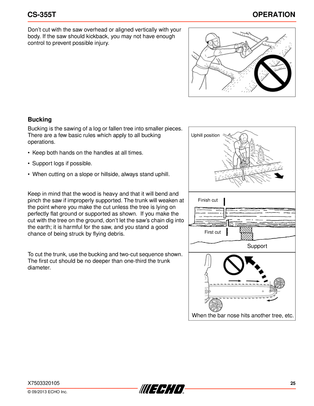 Echo CS-355T instruction manual Bucking 