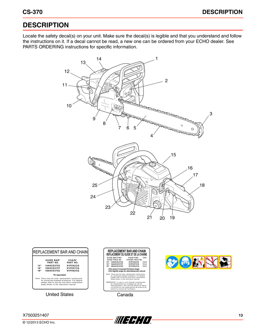 Echo CS-370 instruction manual Description 