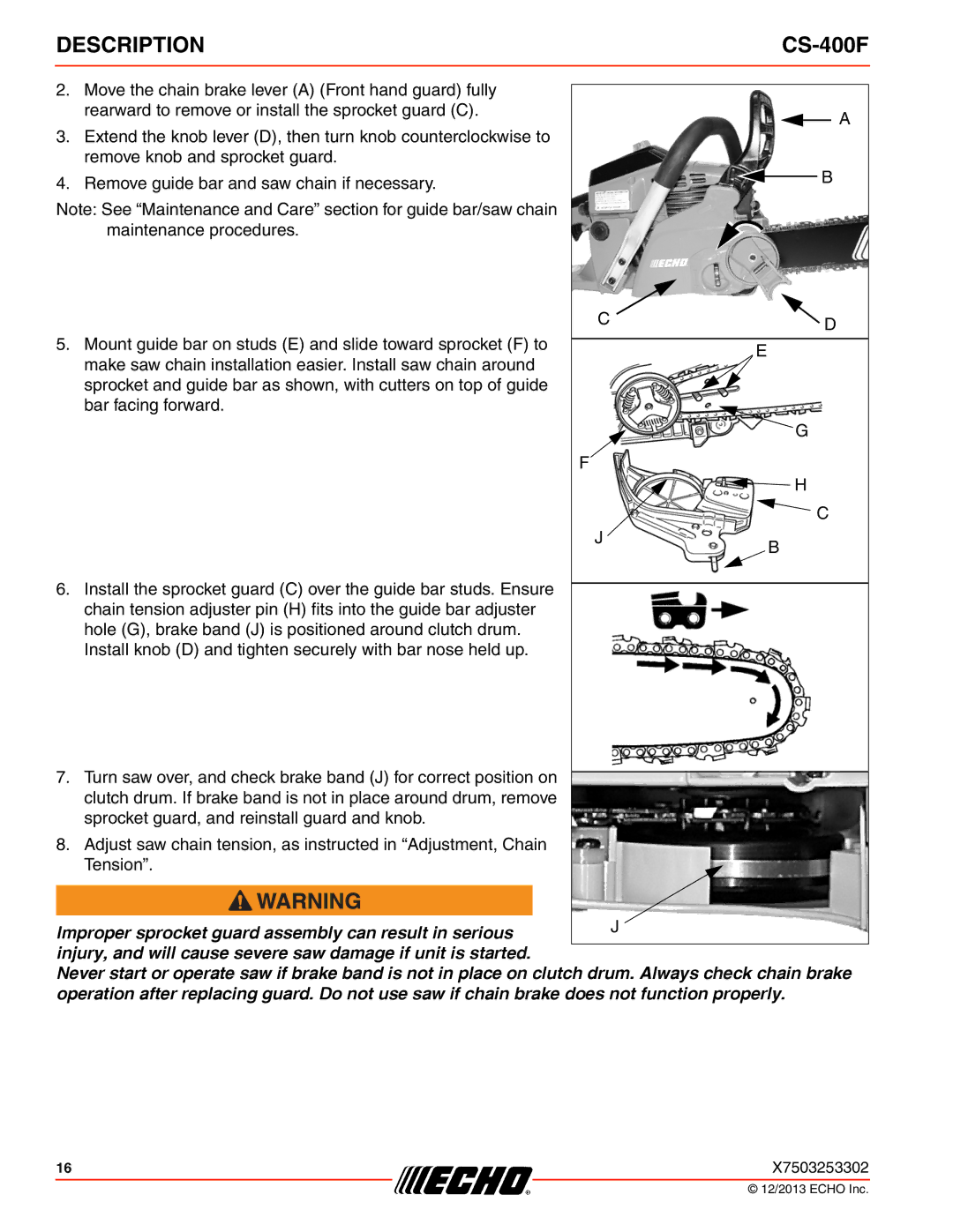 Echo CS-400F instruction manual Description 