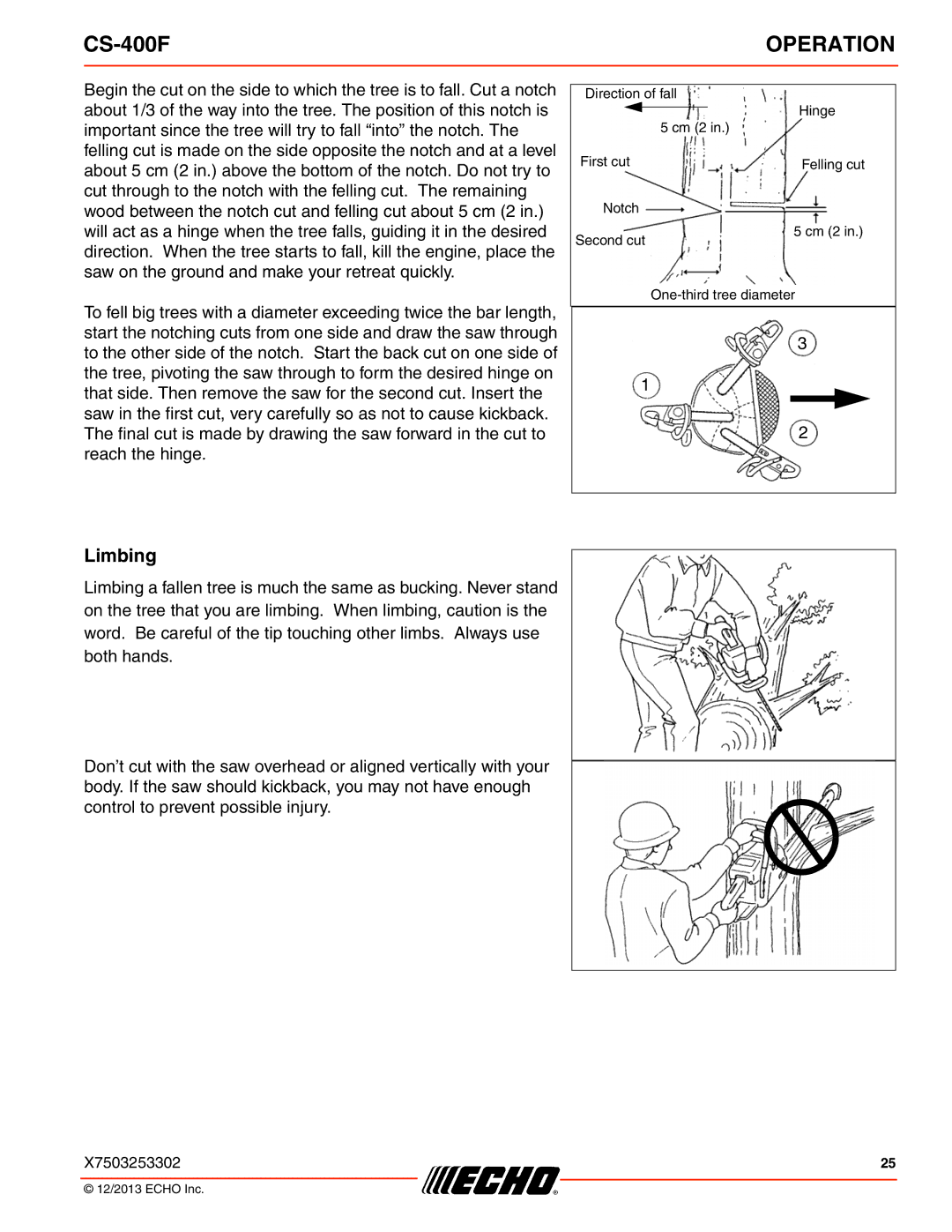 Echo CS-400F instruction manual Limbing 