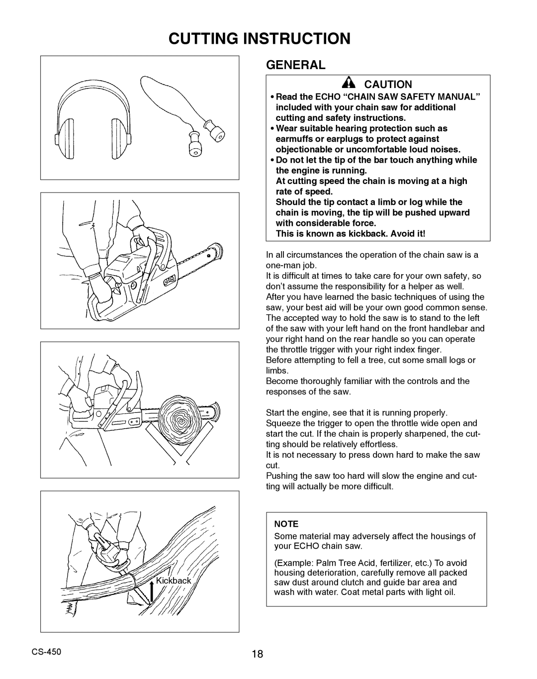 Echo 2CS-450 instruction manual Cutting Instruction, General 