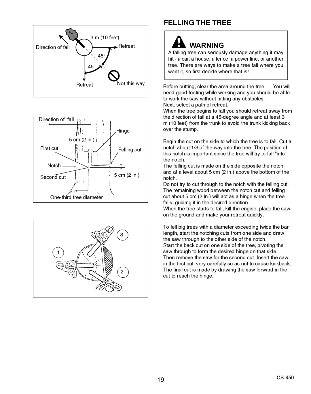 Echo 2CS-450 instruction manual Felling the Tree 