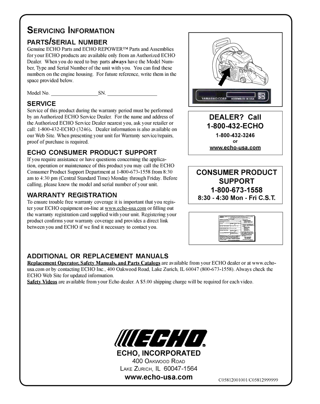 Echo 2CS-450 instruction manual ECHO, Incorporated 