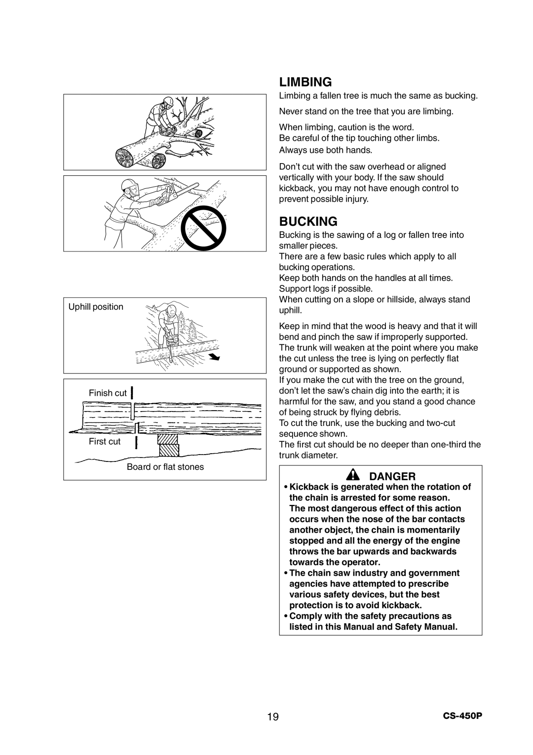 Echo CS-450P manual Limbing, Bucking 