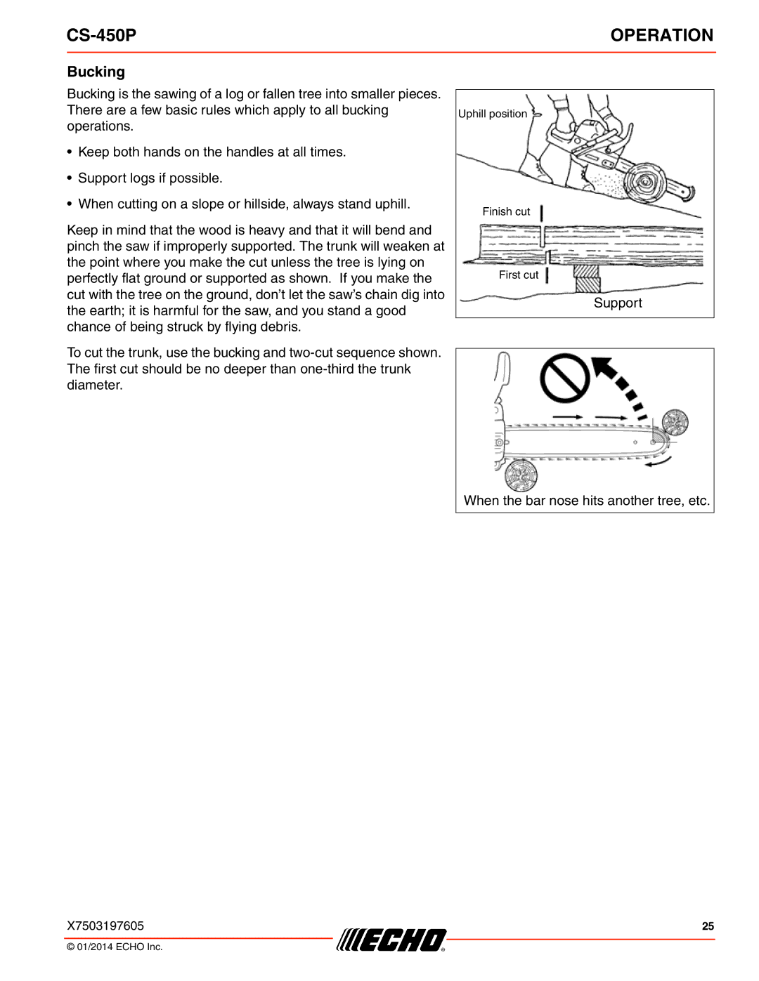 Echo CS-450P instruction manual Bucking 