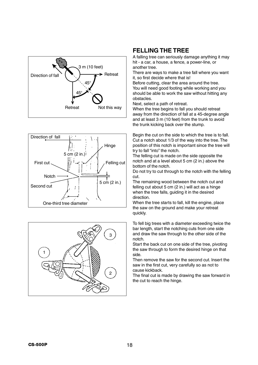 Echo CS-500P instruction manual Felling the Tree 