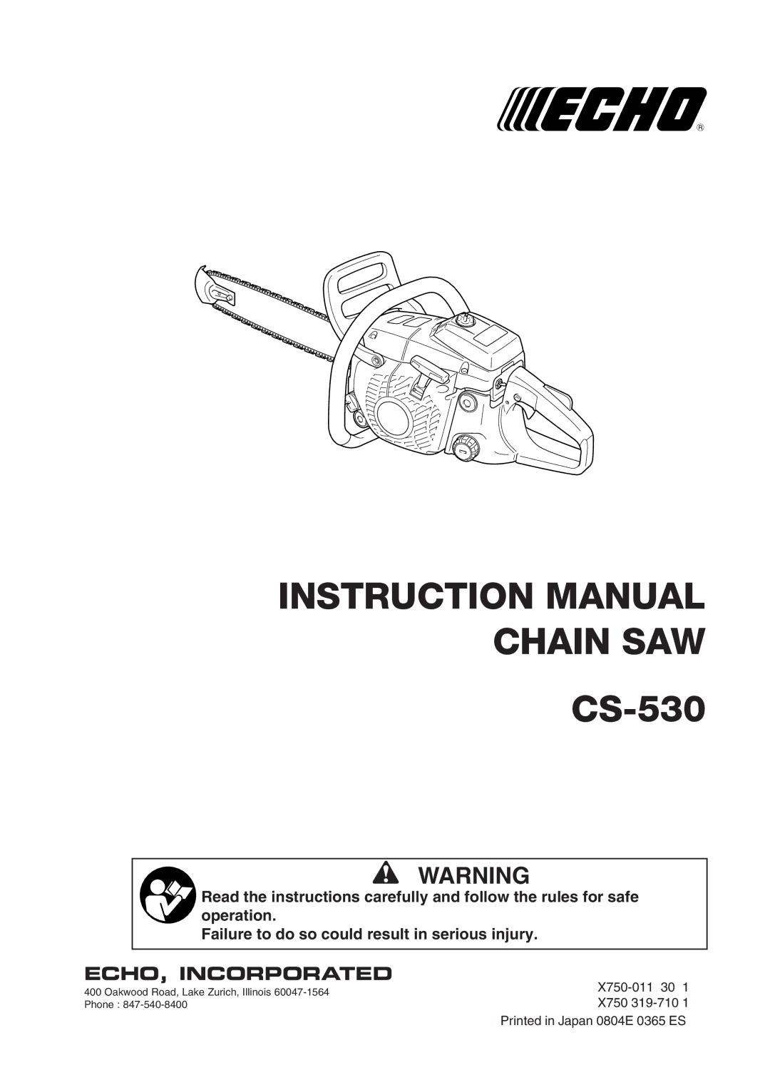 Echo CS-530 instruction manual Chain SAW 