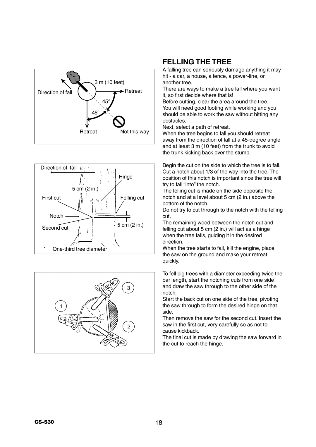 Echo CS-530 instruction manual Felling the Tree 