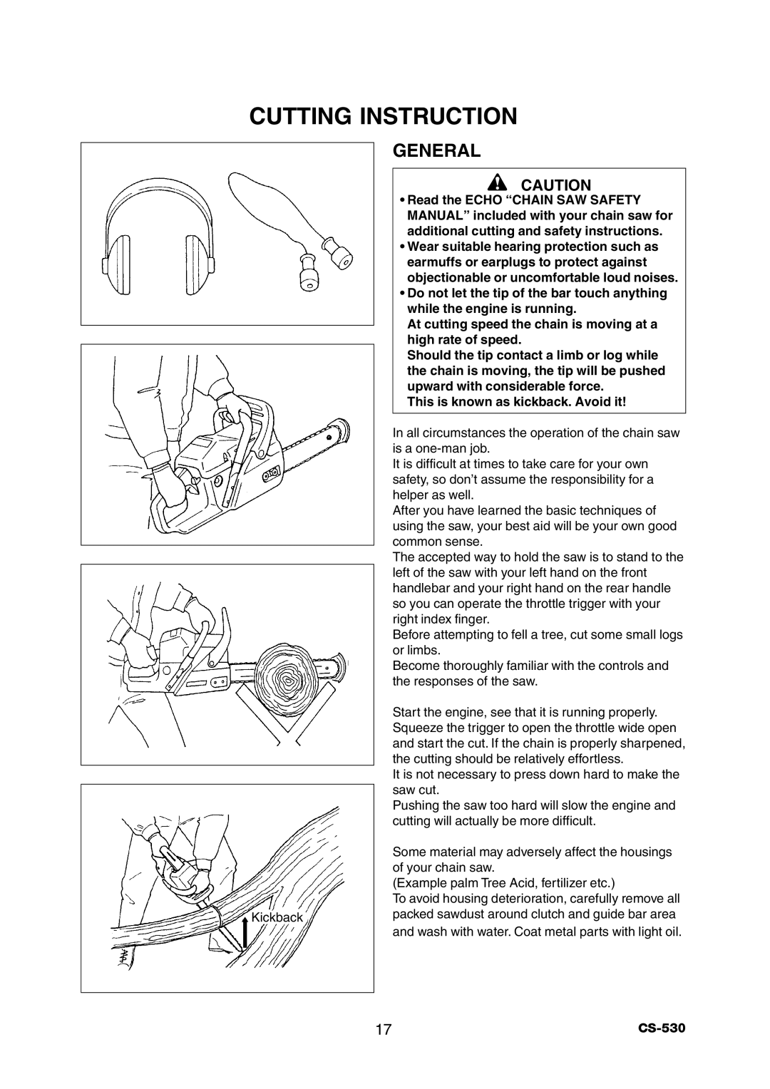 Echo CS-530 instruction manual Cutting Instruction, General 
