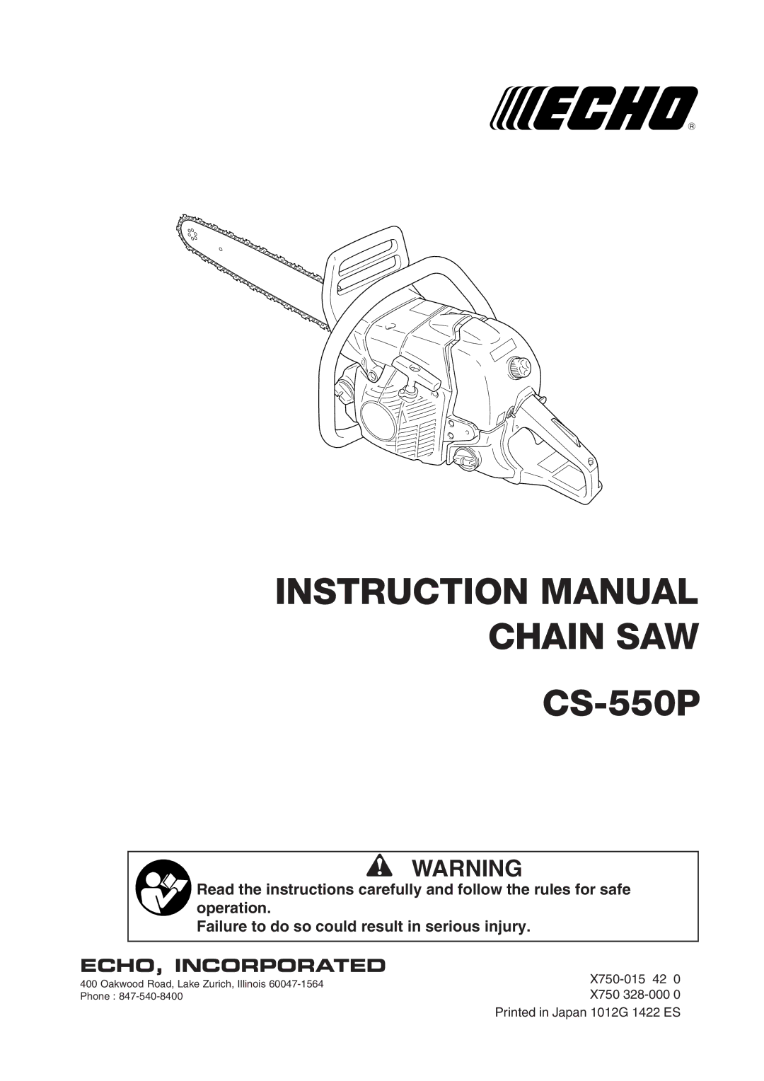 Echo CS-550P instruction manual Chain SAW 