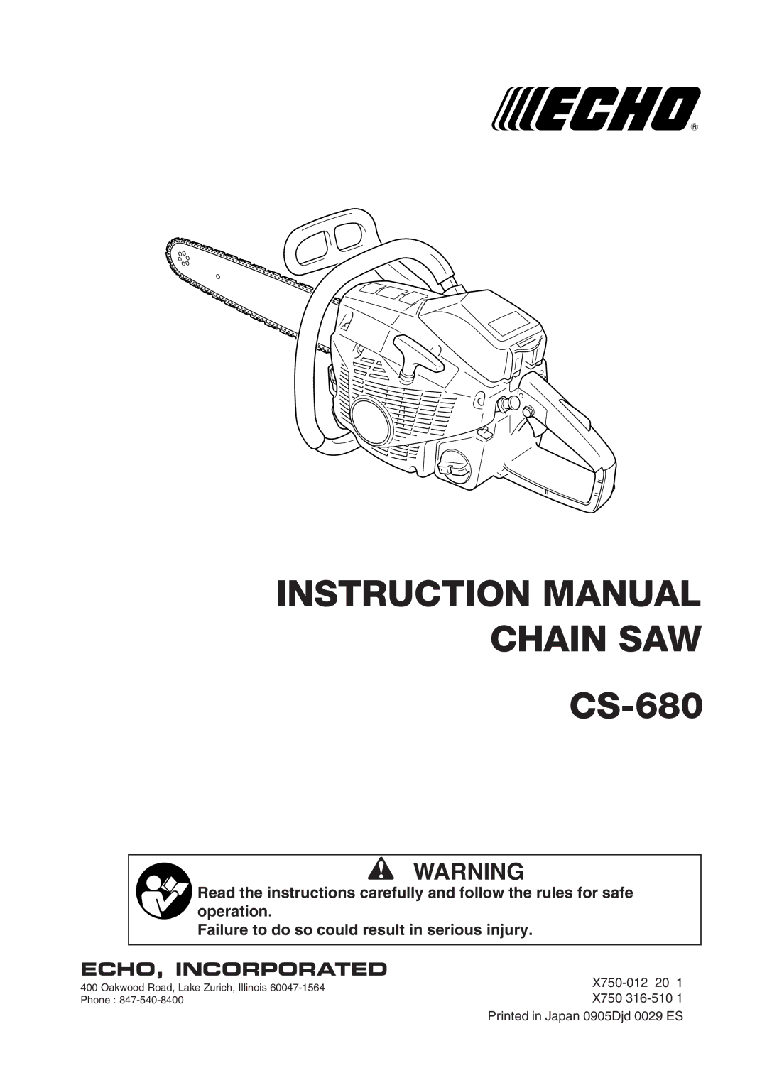 Echo CS-680 instruction manual Chain SAW 