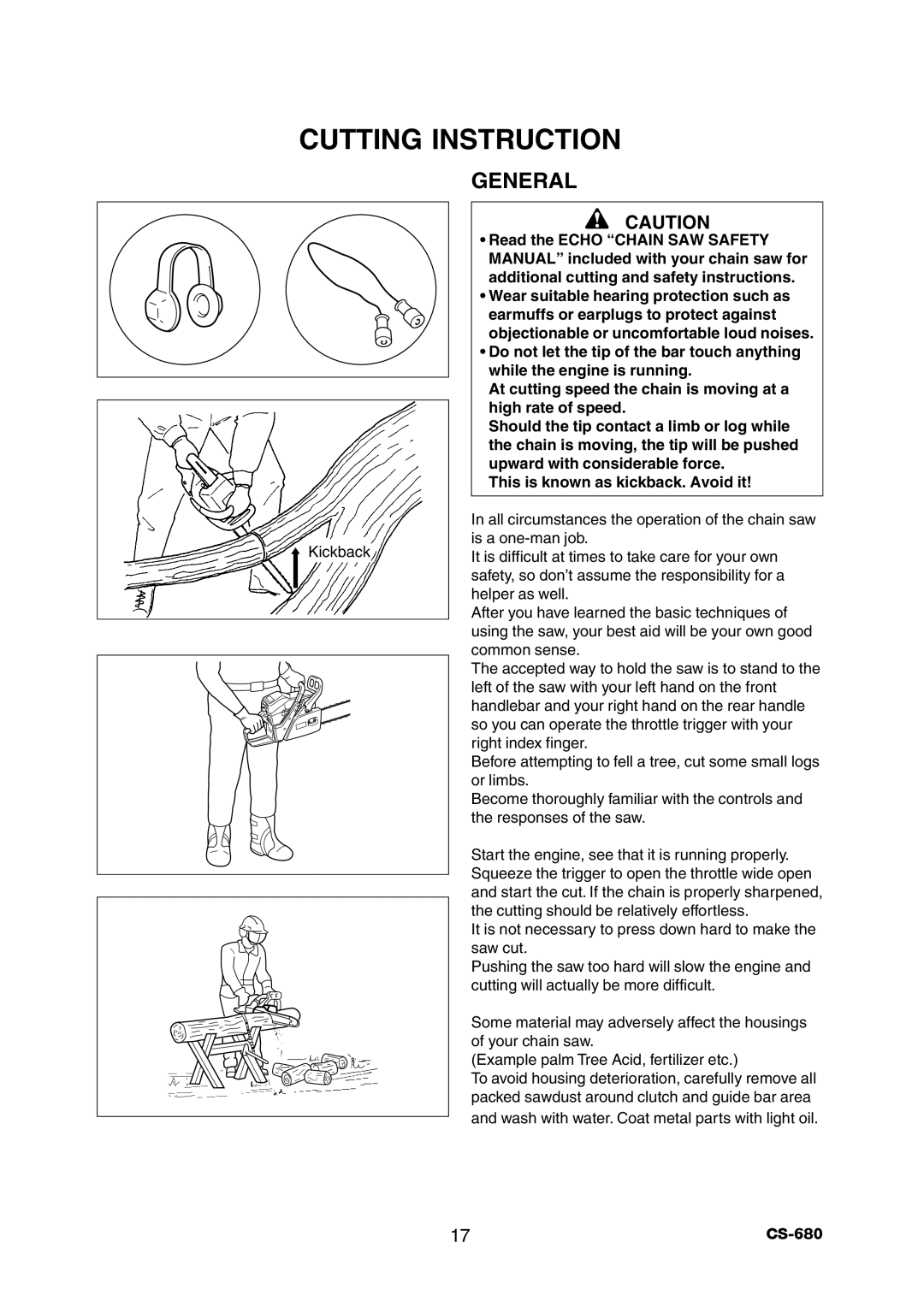 Echo CS-680 instruction manual Cutting Instruction, General 