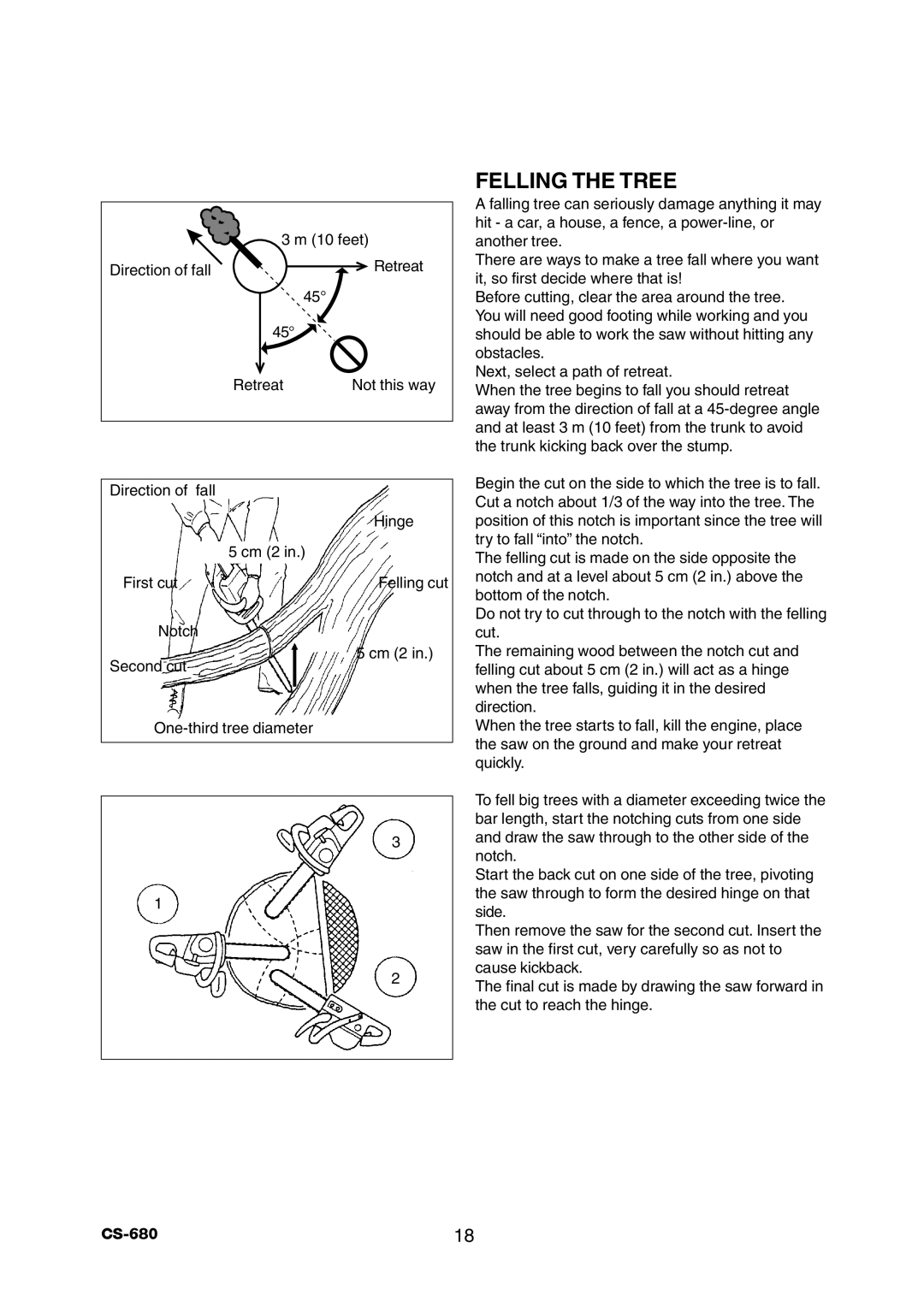 Echo CS-680 instruction manual Felling the Tree 